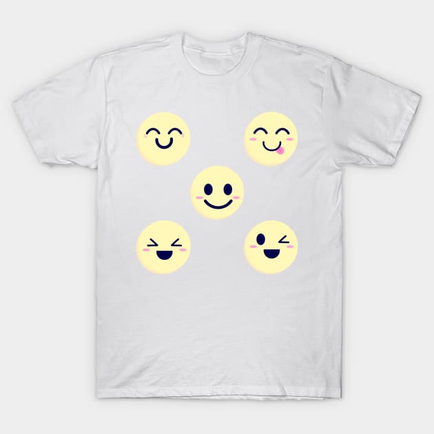 Smile and laugh yellow face emoji T-Shirt by Aoxydesign